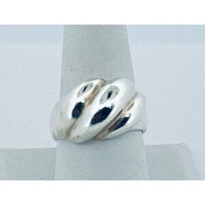 Vintage Estate 925 Sterling Silver Bold Dome Ribbed Statement Ring Size 9.5, 10g